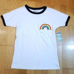 On Fire Good Vibes Rainbow Pride Ringer T-shirt